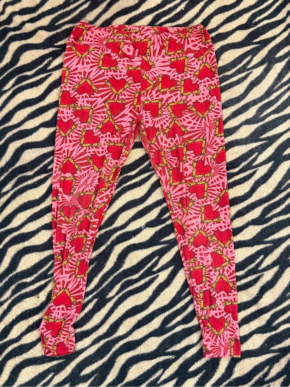 Lularoe Bold Pink Print Leggings